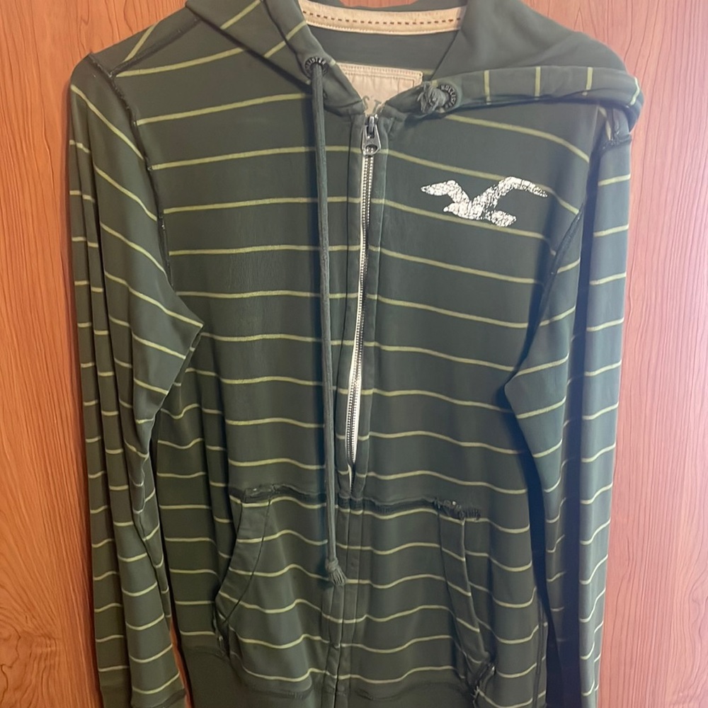 Hollister Zip Up Hoodie Army Green Size S